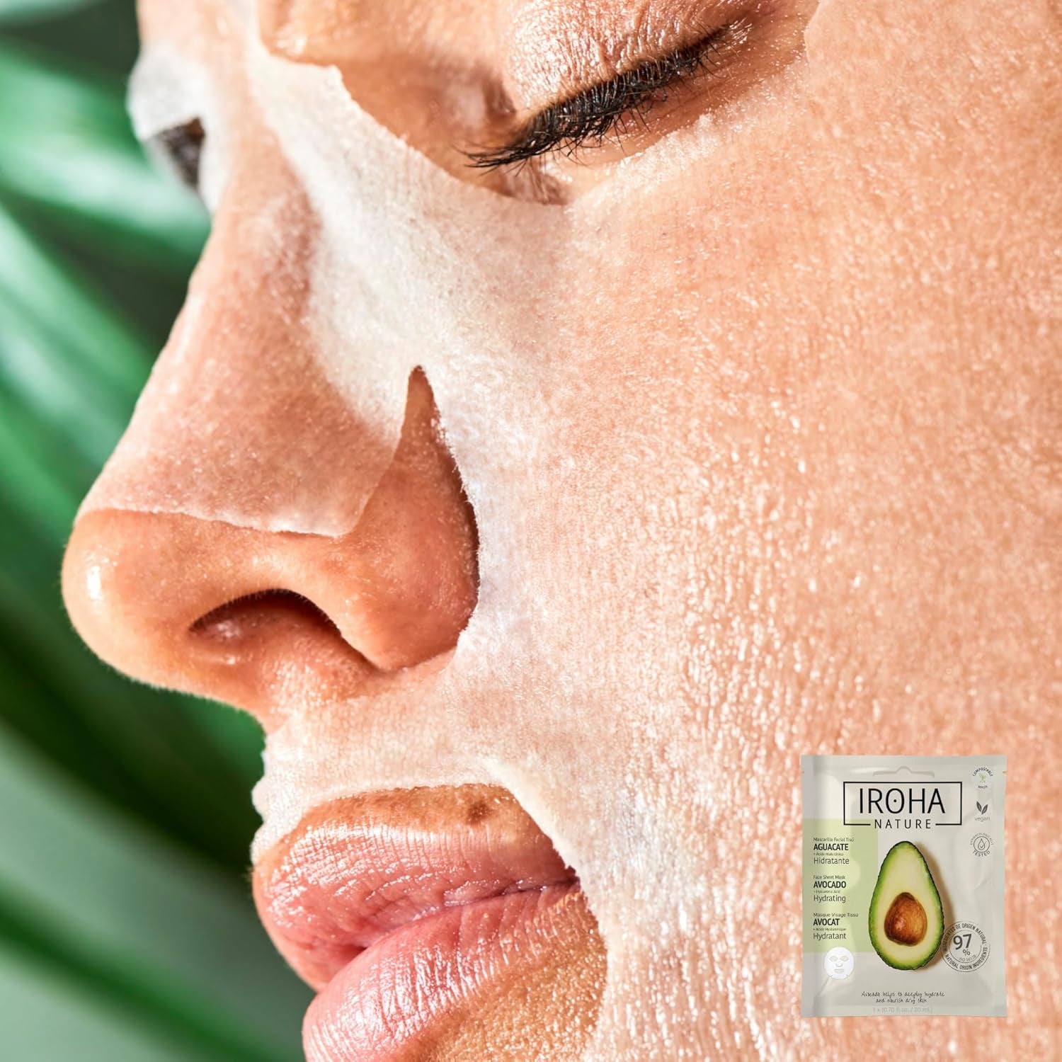 IROHA NATURE - KIT 6 Mascarillas Facial Tisú Natural Extracts | Cosmética Coreana | Aguacate, Árbol De Té, Rosa Mosqueta, Papaya, Pithaya Y Avena